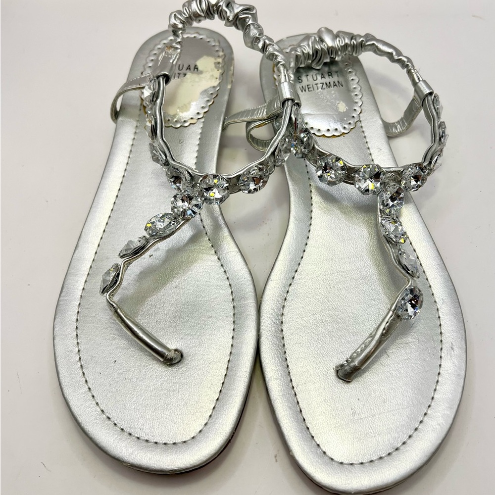 Stuart Weitzman Silver Crystal Sandals